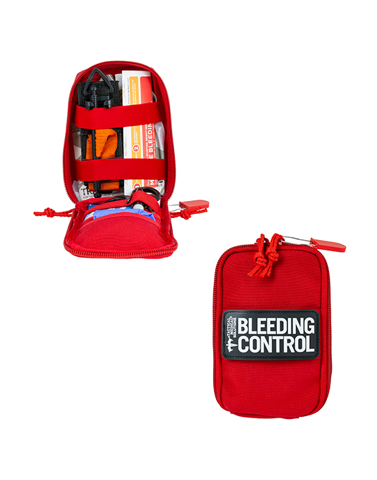 First aid kit in red carrying case
